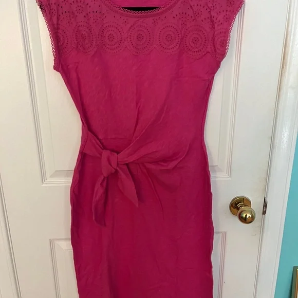 Talbots | Dresses | Talbots Fuchsia Lace Midi Dress | Poshmark